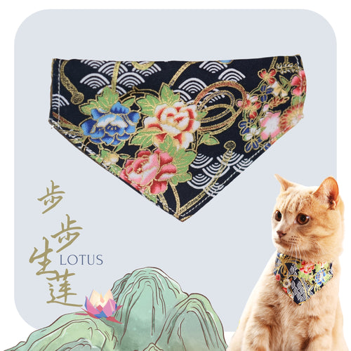 Japanese Lotus Cat Bandana Cotton Breakaway Collar - MeowMeowRepublic