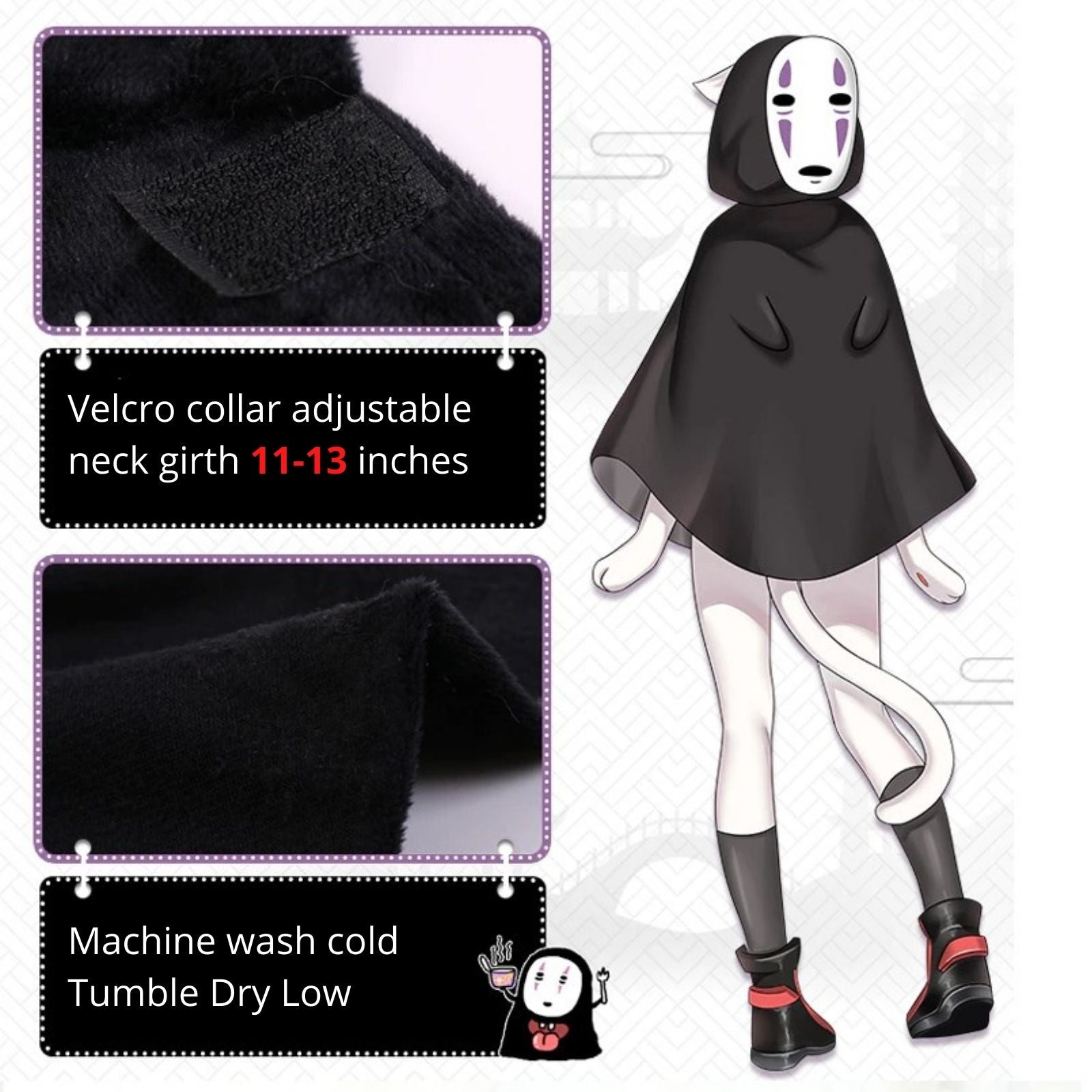 Amazon.com: GK-O No Face Kaonashi Cosplay Costume with Purple  Mask+Clothes+Gloves (Asian size L) : Clothing, Shoes & Jewelry