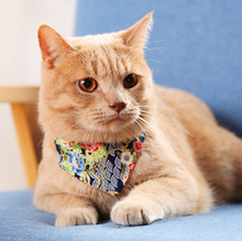 Load image into Gallery viewer, Japanese Lotus Cat Bandana Cotton Breakaway Collar - MeowMeowRepublic
