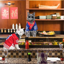 Load image into Gallery viewer, Sushi Chef Kimono Uniform &quot;God of Cookery&quot; Cat Outfit
